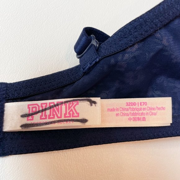 NWOT Victoria's Secret PINK Bra 32DD Wear Everywhere Super Push Up Blue Floral - Picture 6 of 8